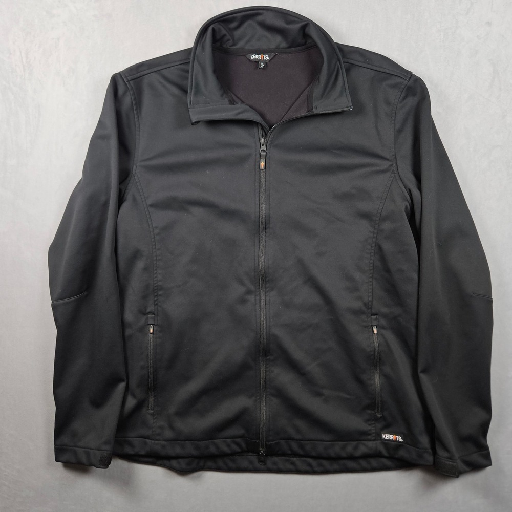 Kerrits Jacket Mens XL Black Full Zip Softshell Equestrian Riding Zip Pockets